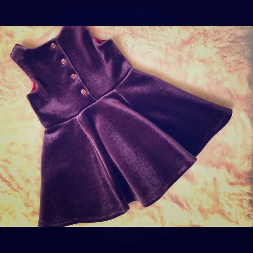 Toddler Girls Purple Velvet Dress by Genuine Kids